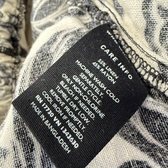 Who What Wear Blouse Women’s Size XS Black White Keyhole Back New NWT Linen - Picture 7 of 8